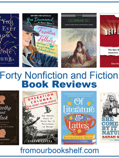 eight book covers and text 40 nonfiction and fiction book reviews