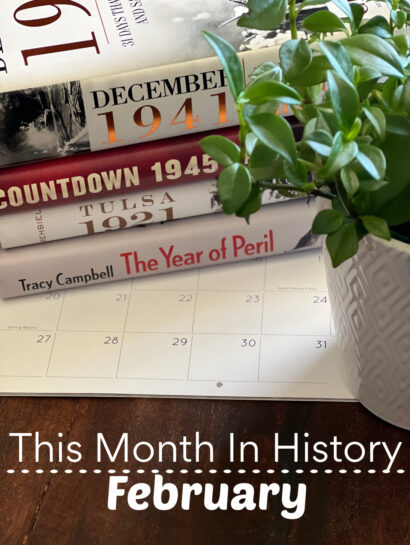 This Month In History February book stack