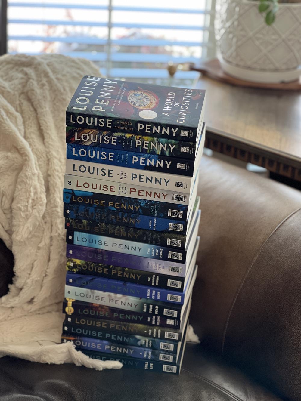 Louise Penny books in order in a stack