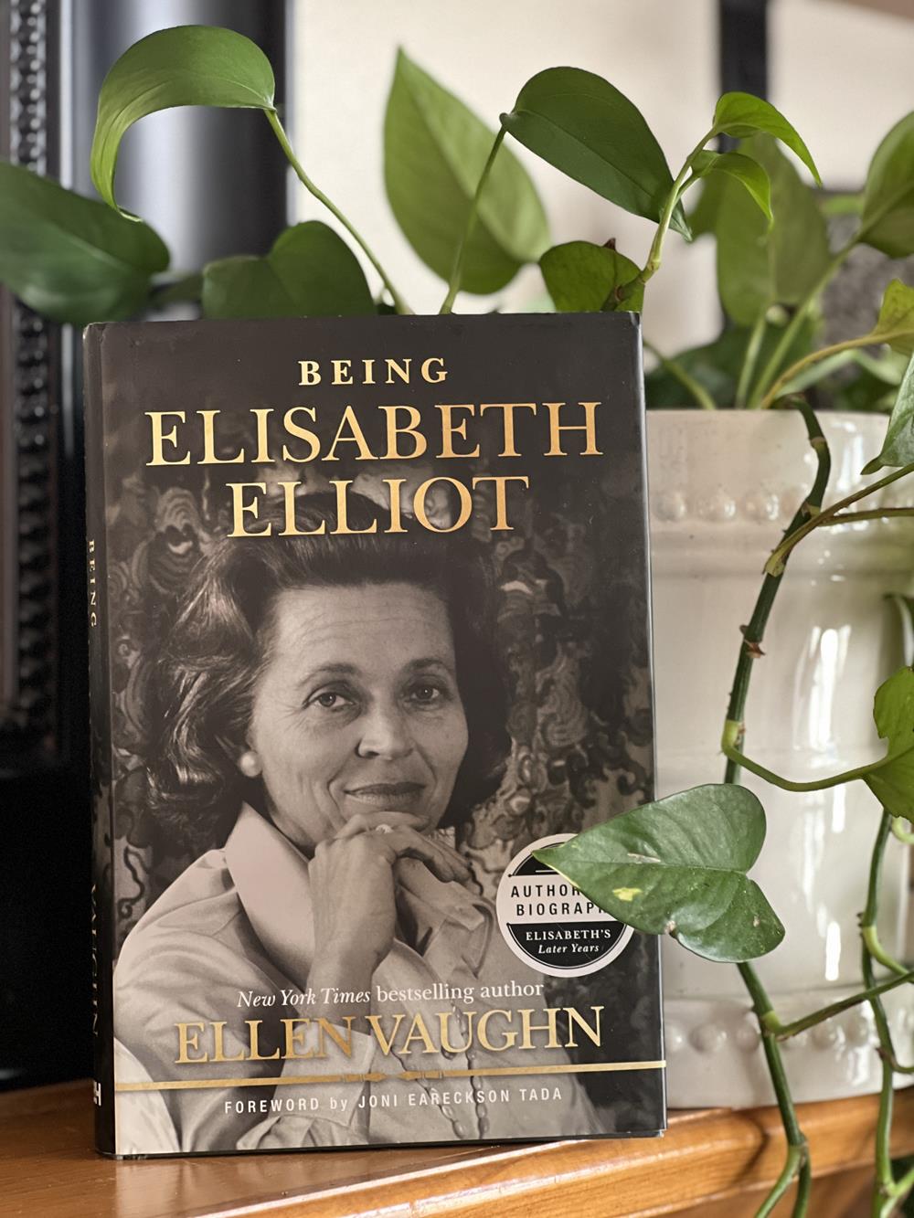 Elisabeth Elliot book next to a plant