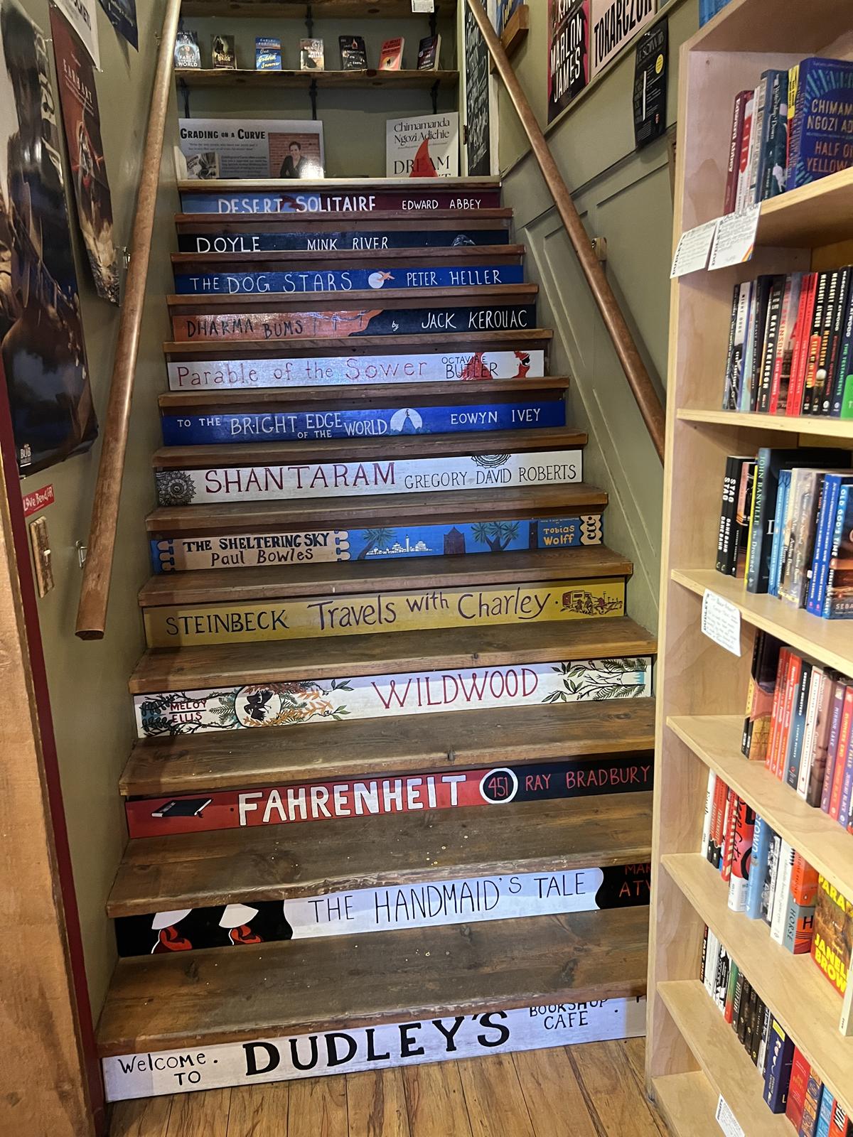 stairs at Dudley's books
