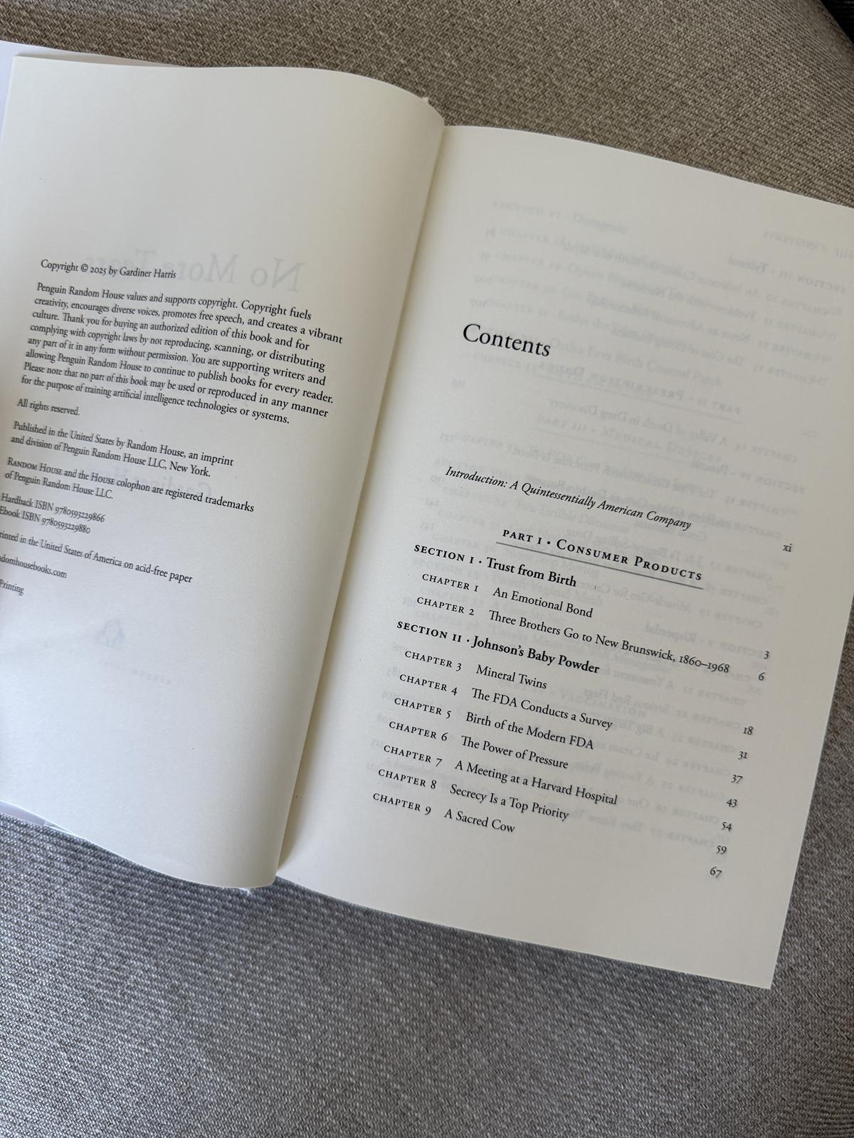 Table of Content of No More Tears book