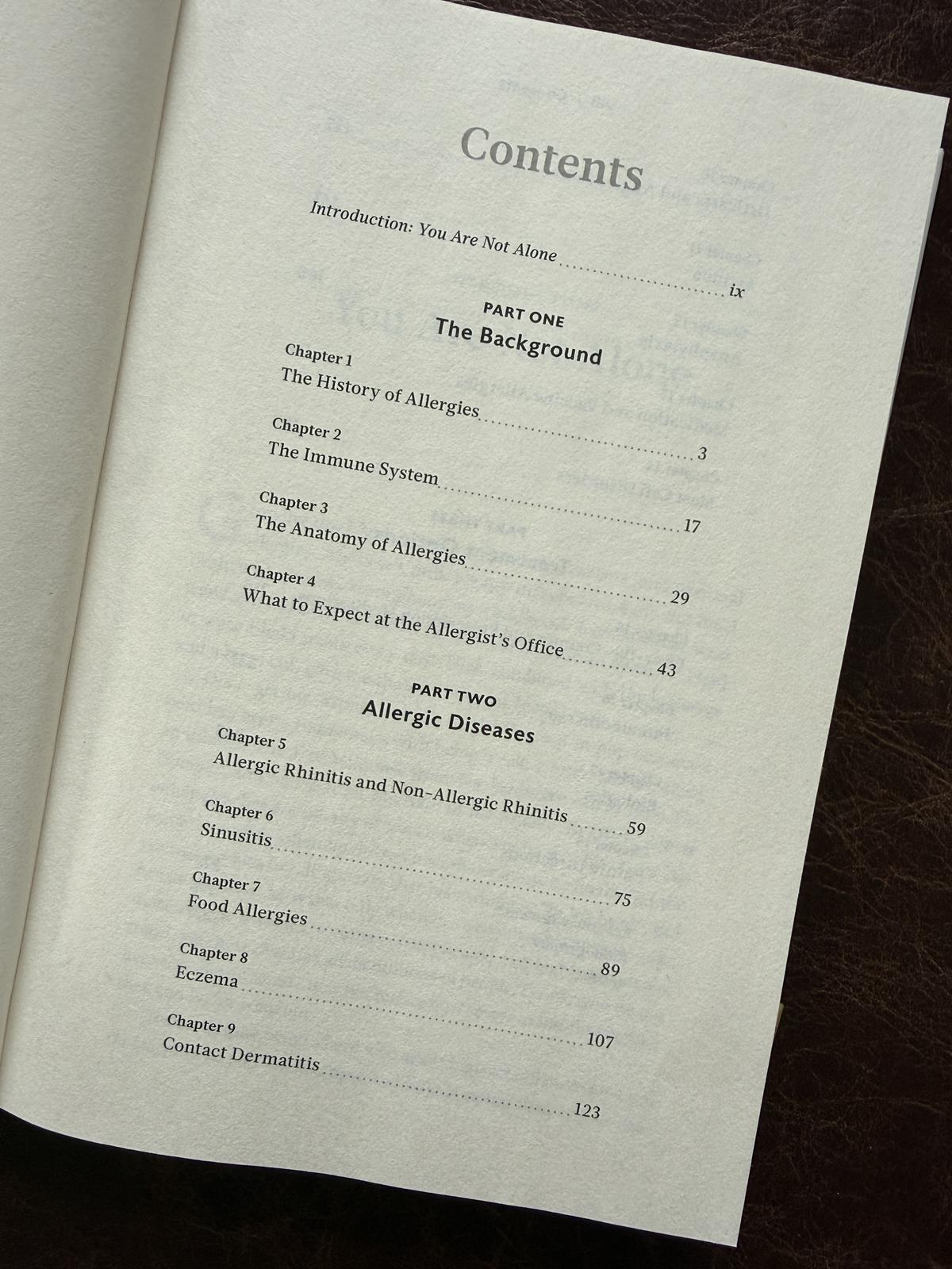 All About Allergies Table of Contents