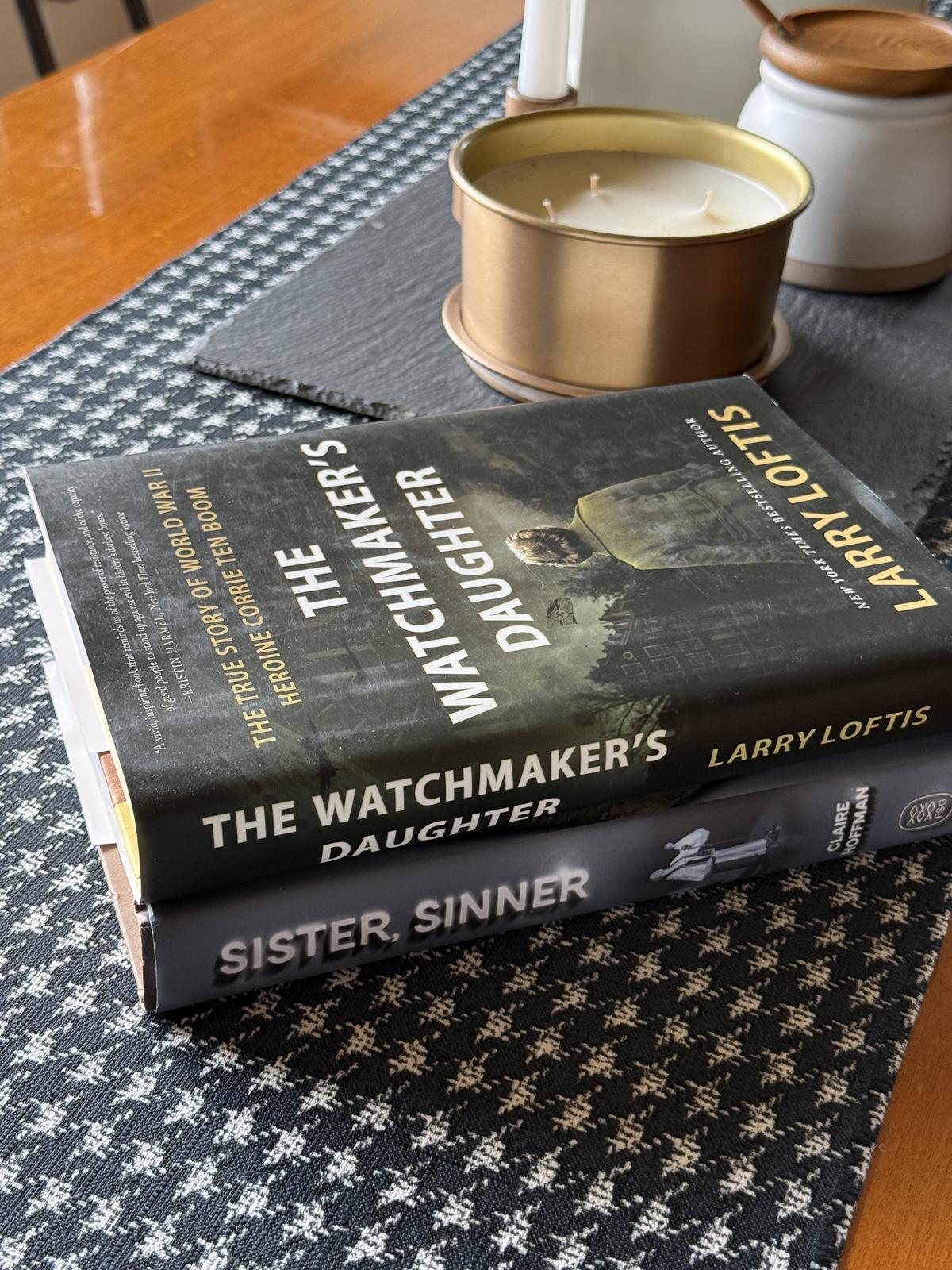two biographies on table